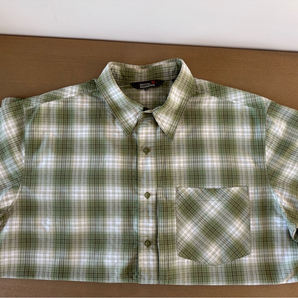 Royal Robbins Olive and White Plaid Button Down Shirt - Picture 4 of 7